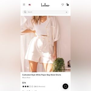 Moon River Cream Paper-Bag Waist Cargo Shorts